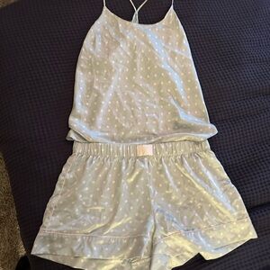 Victoria's Secret Mint Polka Dot Satin Set